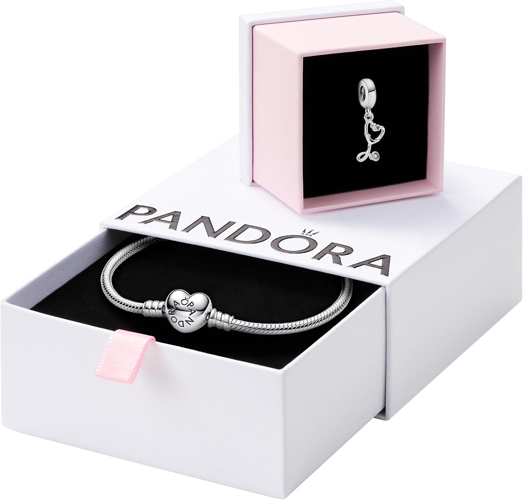 Pandora シルバー ハートネックレス 箱付き Amazon.com: PANDORA Jewelry Bundle with Gift Box - Moments